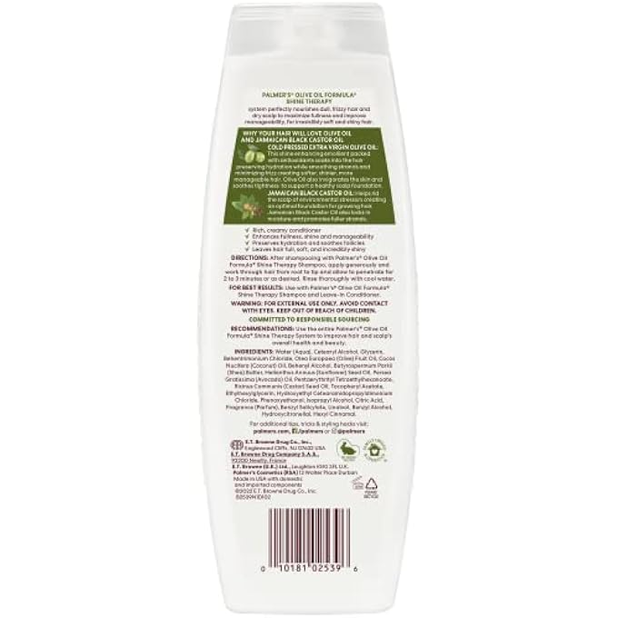 PALMER'S OLIVE OIL FORMULA CONDITIONER,SHINE THERAPY|ESSENTIAL ANTIOXIDANTS FOR SHINE,VOLUME & BALANCE SCALP|INSTANTLY DETANGLES & REPLENISHES|NO SULFATE, PARABEN,PHTHALATES,MINERAL OIL&GLUTEN|13.5 OZ - Image 3